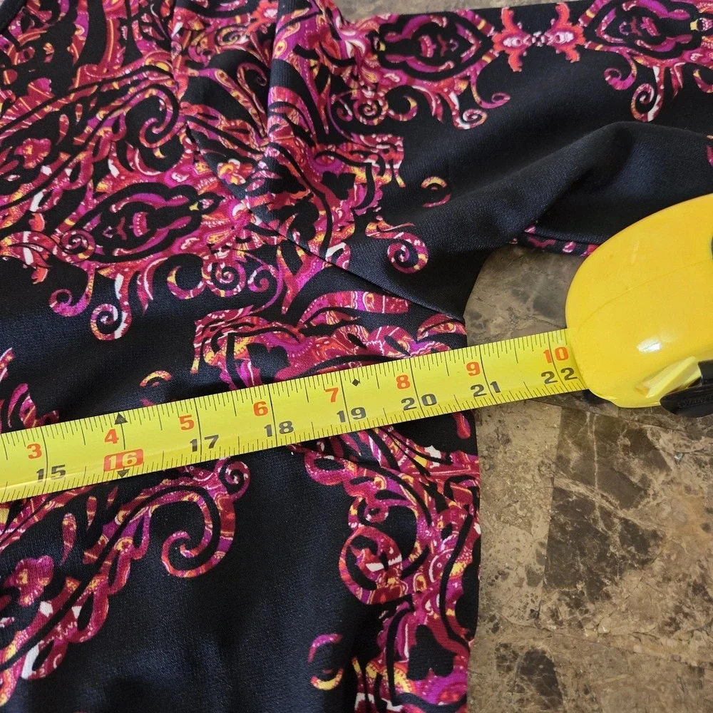 Chico's sz 2 or Large black geo print knee length‎ dress artsy chic boho career